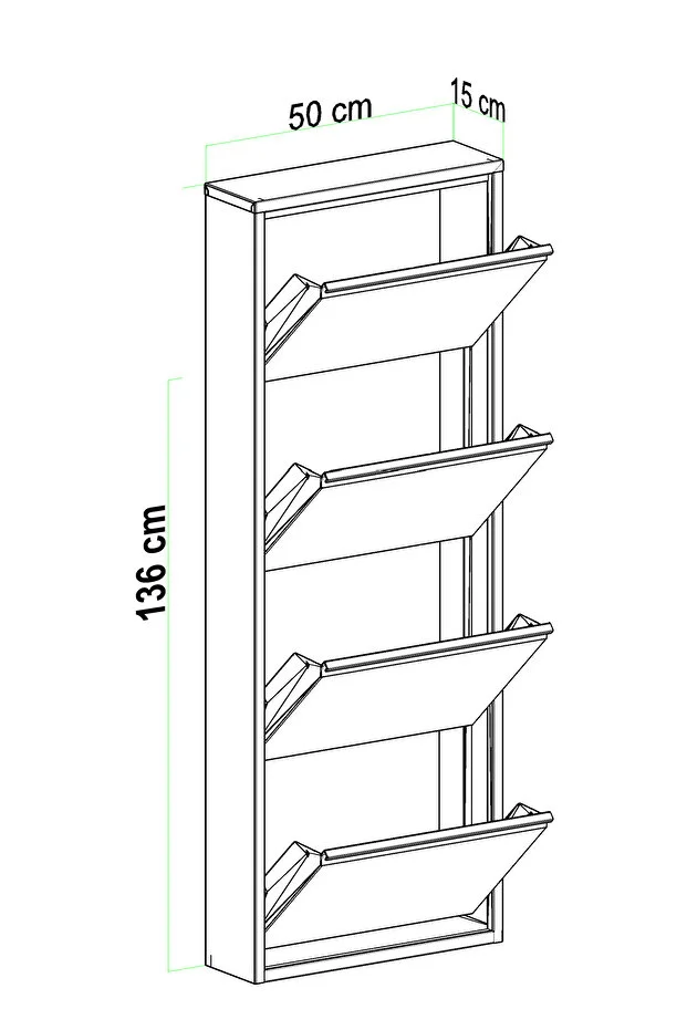 4 Kapaklı Metal Ayakkabılık Antrasit